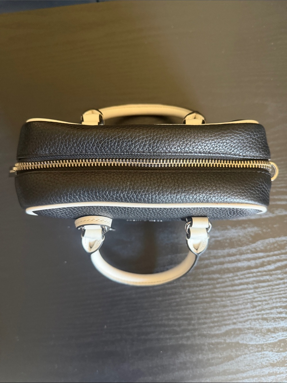 Michael Kors Black and White Pebbled Leather Satchel - Picture 2 of 4
